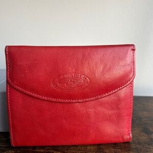 Vintage Amity Cowhide Leather Wallet Kiss Lock Coin Purse Rust Orange USA